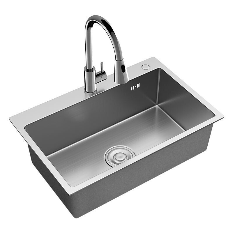 厨房水槽304不锈钢手工拉丝加厚单槽家用洗菜盆洗碗槽水池台下盆