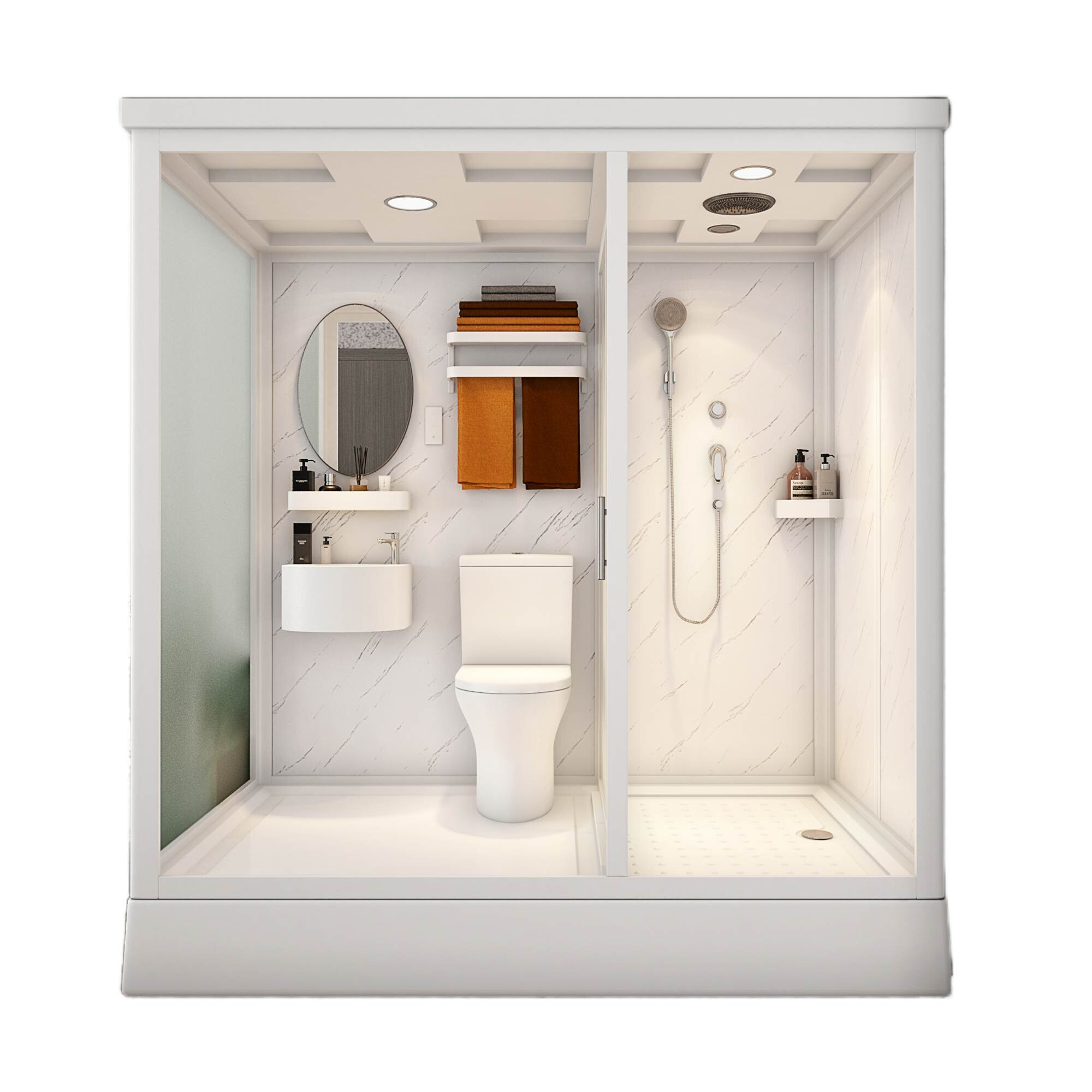一体式 卫生间 整体淋浴房家用厕所玻璃隔断农村洗澡间集成卫浴室