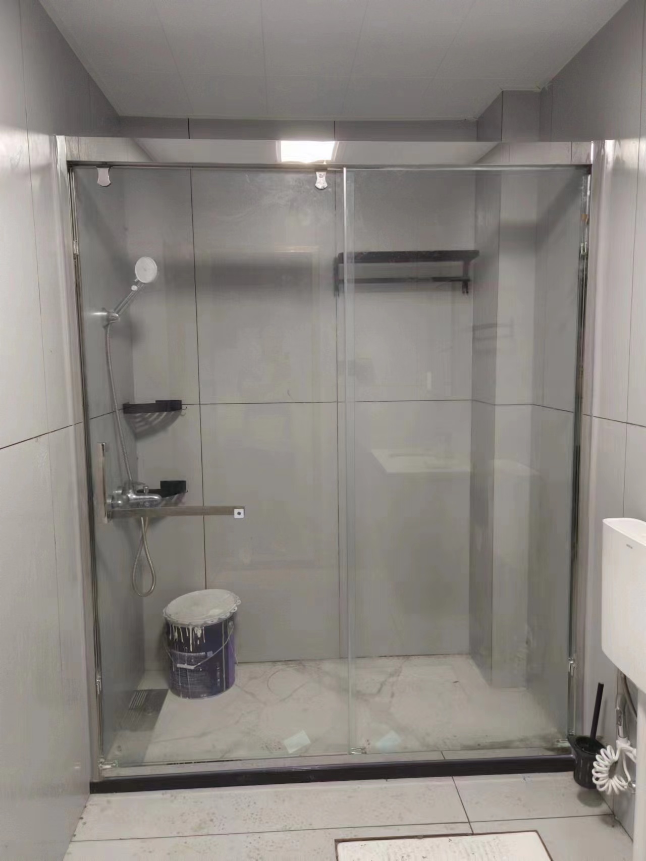 定制一字型淋浴房卫生间玻璃移门干湿分离隔断304不锈钢卫浴移门