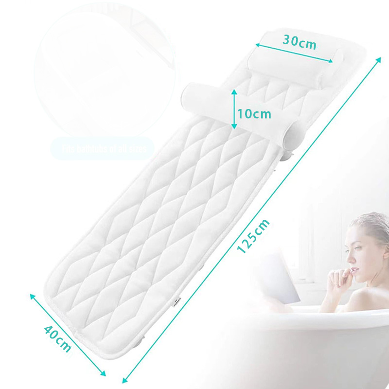 4D浴缸防滑垫带枕头泡澡垫子护颈防摔不吸水环保加厚靠垫浴缸坐垫