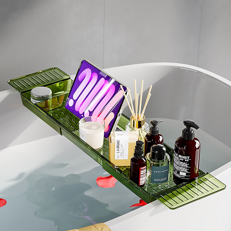 可伸缩沥水浴缸置物架网红泡澡置物板洗澡间毛巾浴室架子浴桶支架