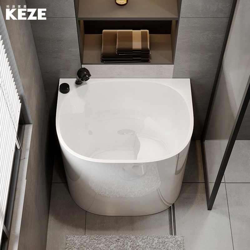科泽小浴缸家用迷你亚克力浴盆淋浴一体独立式小户型网红深泡浴缸