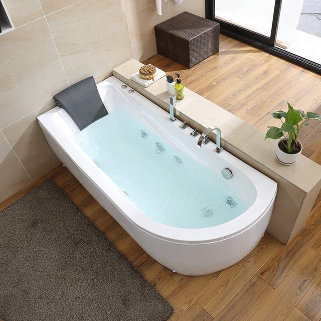 定制亚克力浴缸家用小户型按摩冲浪独立式长方浴盆1.4 1.5 1.6 1.