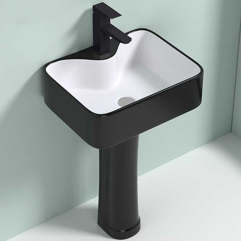 新中式小户型陶瓷立柱盆一体落地式洗手盆卫生间阳台洗漱池洗脸盆