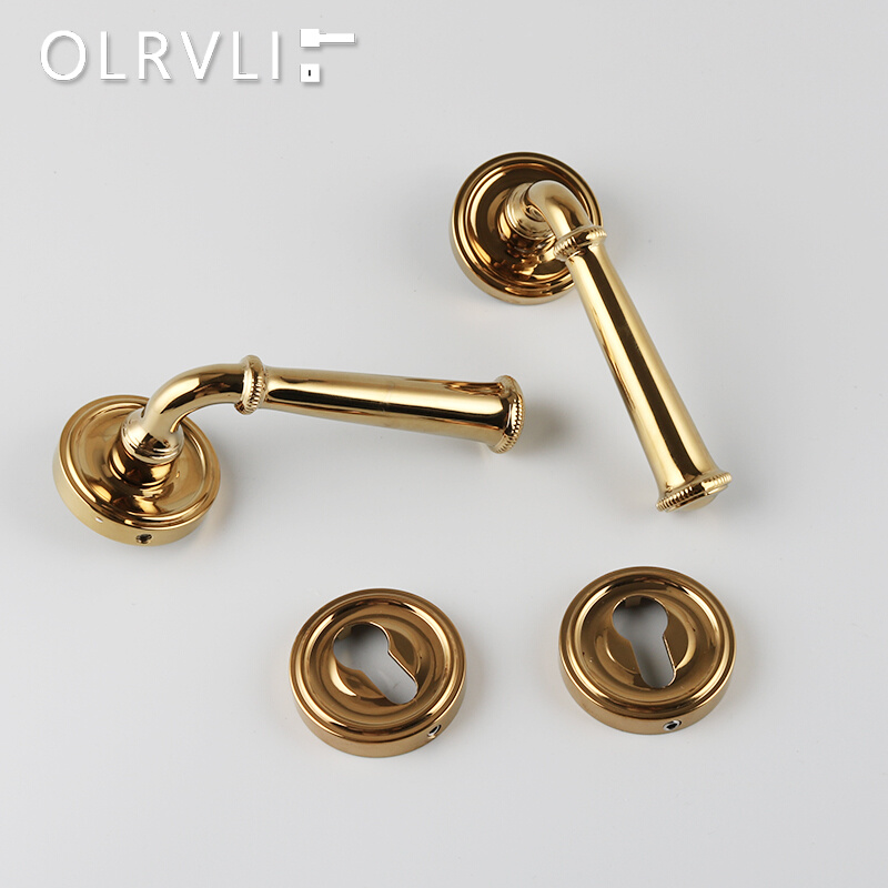 意大利olrvli纯铜简美金色静音门锁法式轻奢镀铬银色美式磁吸门锁