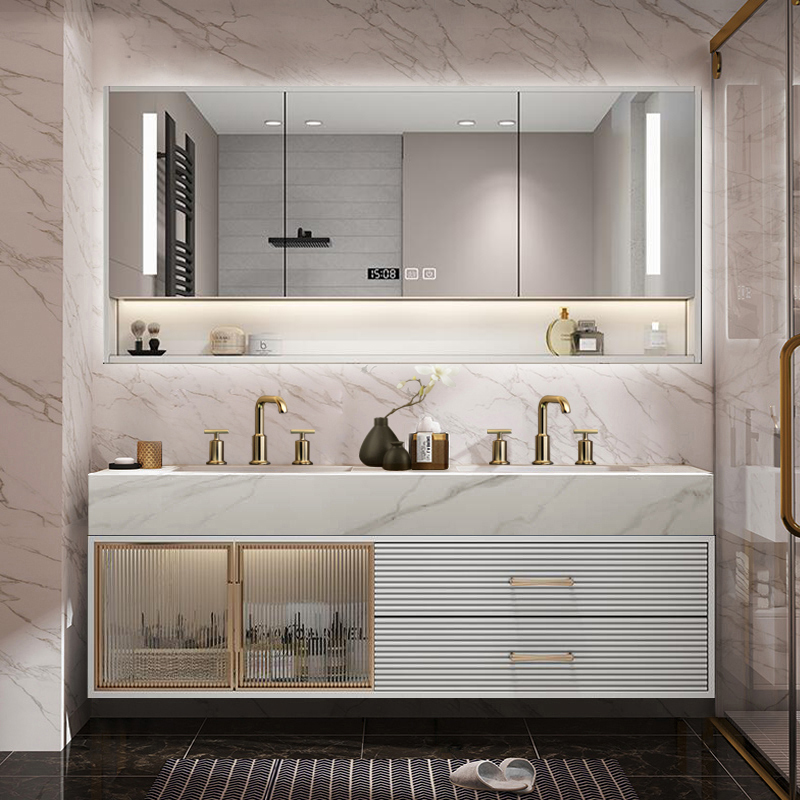 岩板浴室柜2022新款陶瓷一体盆卫生间洗手盆柜组合轻奢洗脸洗漱台