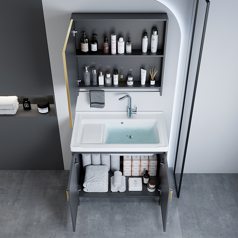 现代简约太空铝浴室柜组合小户型洗手盆洗脸盆池面盆卫生间洗漱台