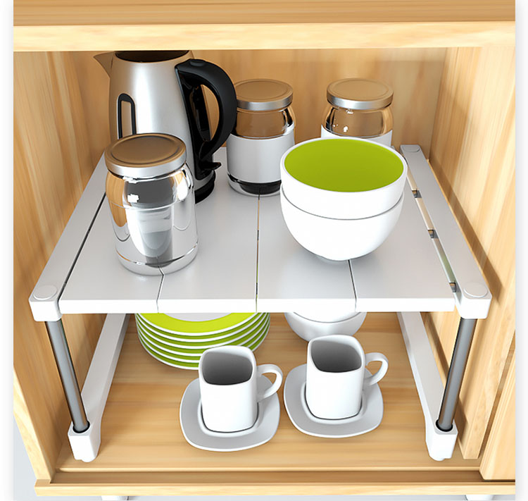 可伸缩加宽多功能置物架厨房下水槽杂物收纳架桌面衣柜隔板隔层架
