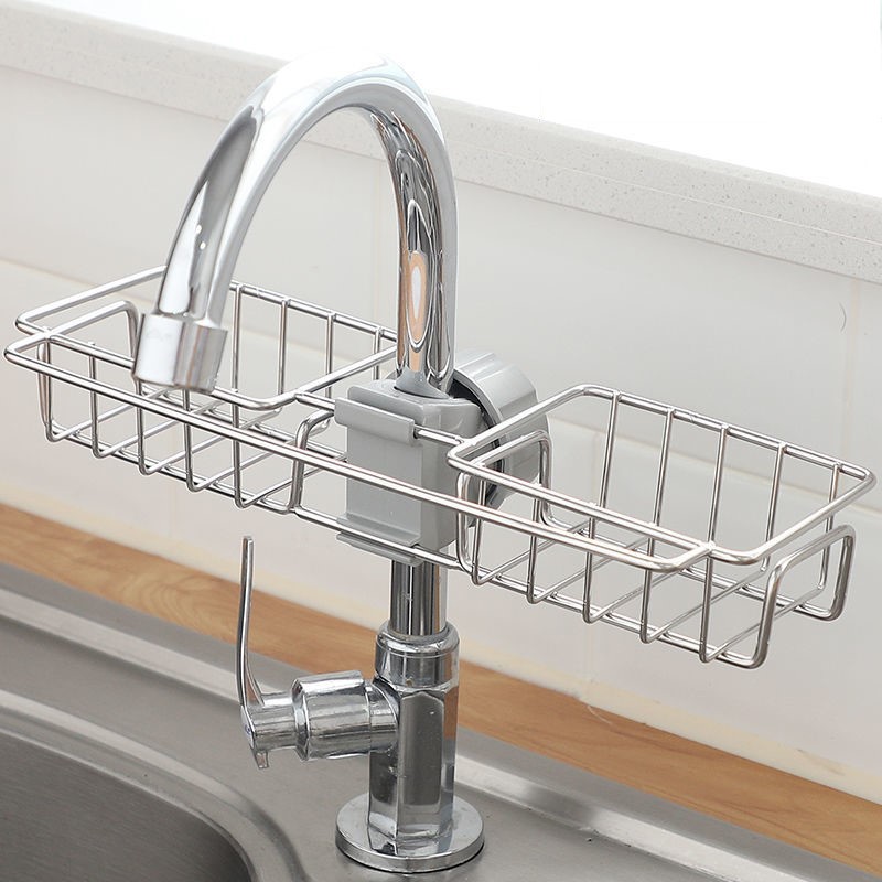 不锈钢水龙头置物架抹生间家用厨房洗碗卫海绵沥水架水池布收纳架