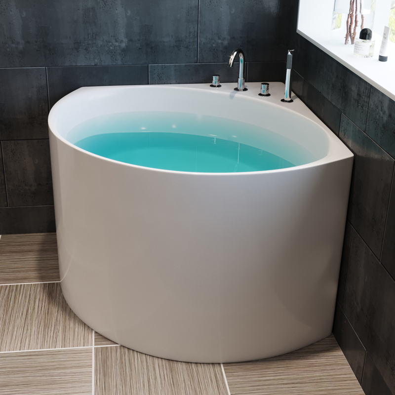 新款三角扇形小户型浴缸家用迷你一体深泡成人浴盆