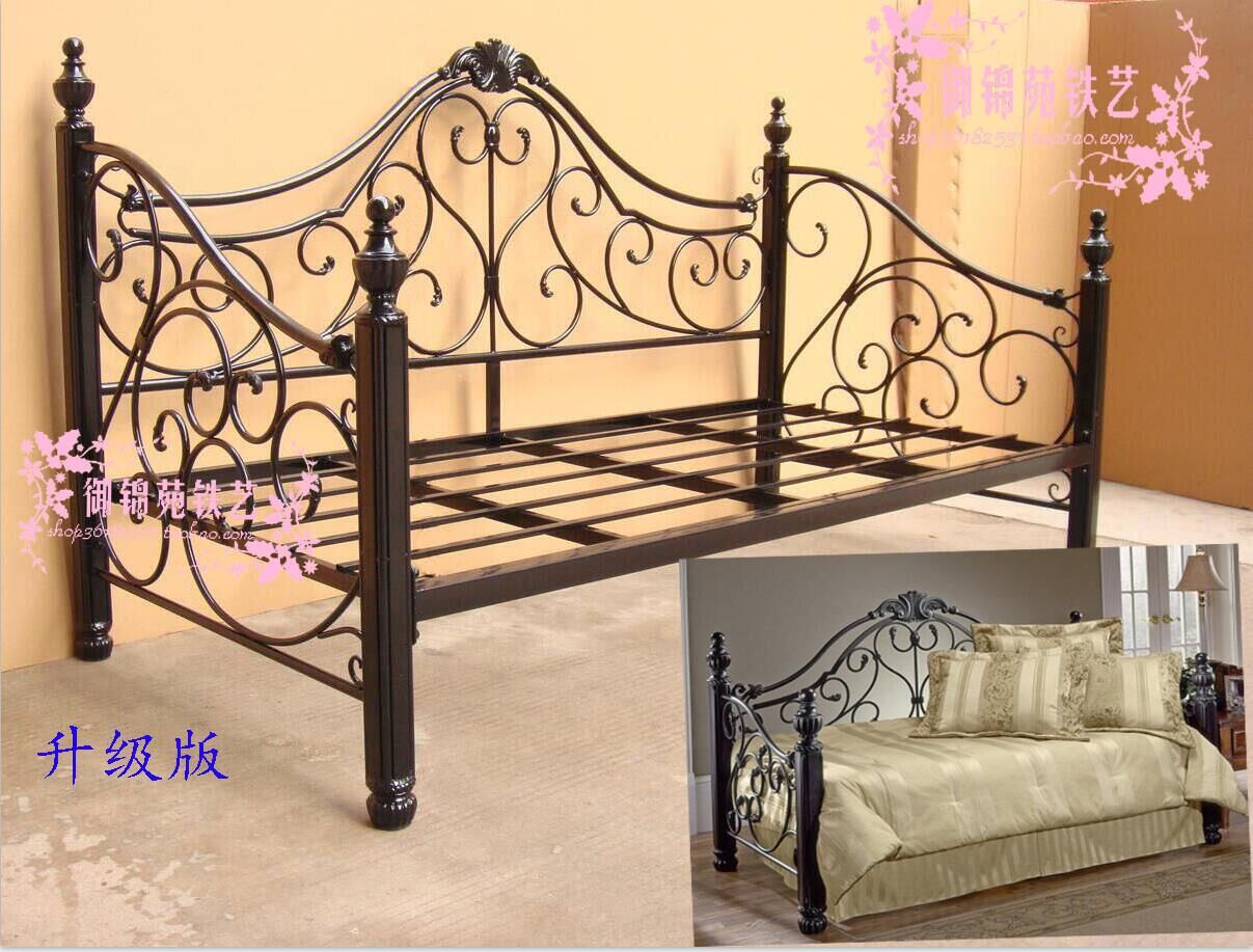 yS048欧式铁艺沙发床单双人/美式多功能抽拉/坐卧两用沙发床