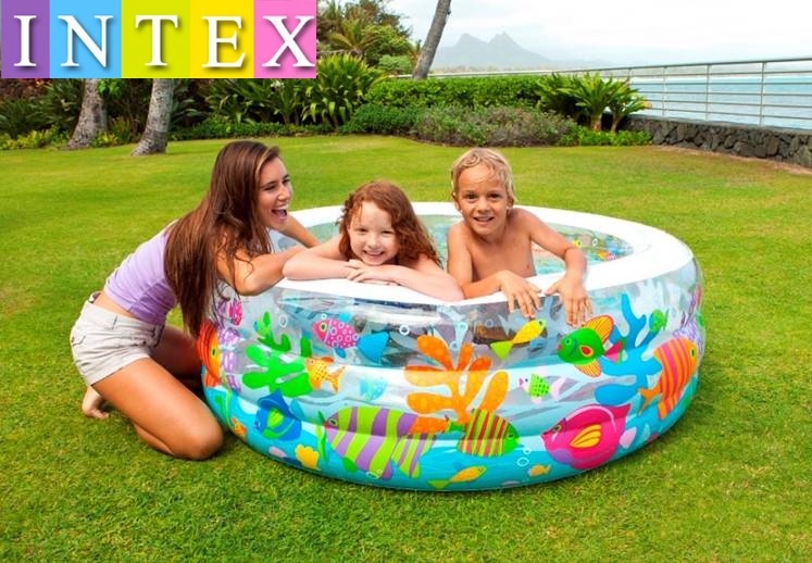 正品INTEX金鱼充气戏水池 儿童家庭游泳池 成人泡澡浴缸球池沙池