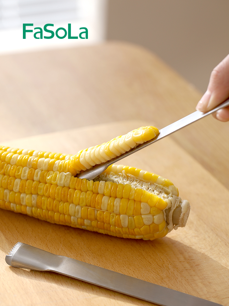 日本FaSoLa厨房剥玉米神器不锈钢玉米刨手动刀拨脱粒器玉米剥离器