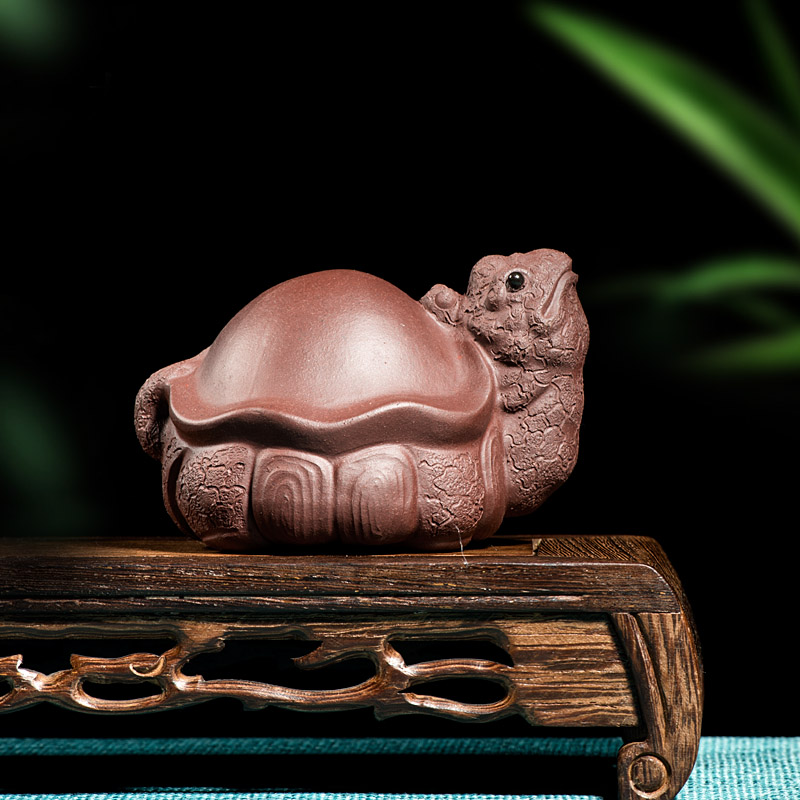 茶宠紫砂可养乌龟摆件寿龟小乌龟雕塑茶玩茶盘家居鱼缸装饰品物件