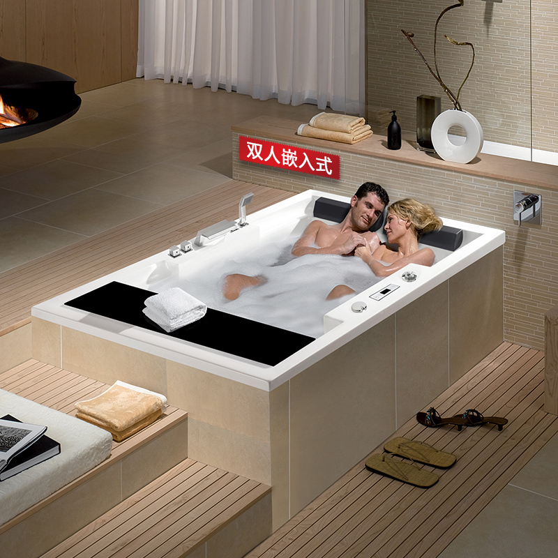 双人浴缸家用按摩恒温加热内嵌入式成人情侣智能冲浪日式浴盆