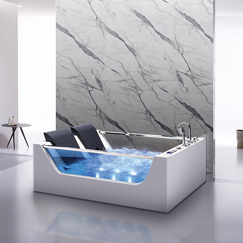 尚雷仕按摩浴缸双人情侣家用恒温加热成人智能冲浪玻璃透明浴缸