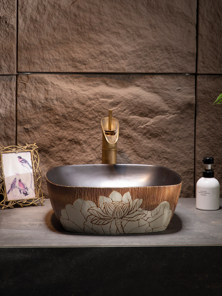 复古台上盆陶瓷中式家用艺术洗手盆卫生间浴室阳台创意洗脸池单盆