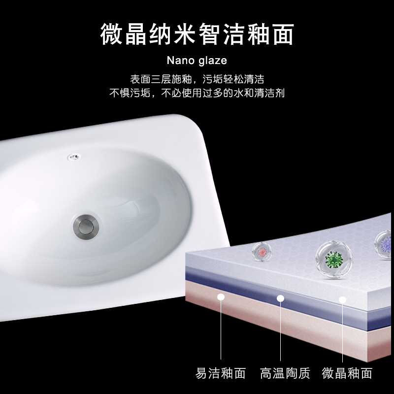 方形台中盆陶瓷洗手盆台上盆家用半嵌入式单盆洗面盆卫生间洗脸池