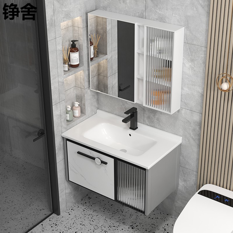 太空铝浴室柜组合小户型卫生间洗手盆柜陶瓷一体洗漱台洗脸盆卫浴