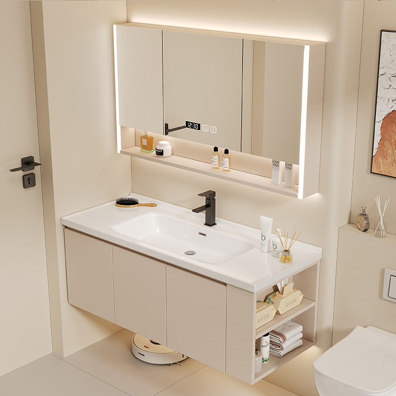 箭牌᷂卫浴浴室柜陶瓷一体盆组合奶油风现代轻奢卫生间洗手洗漱台