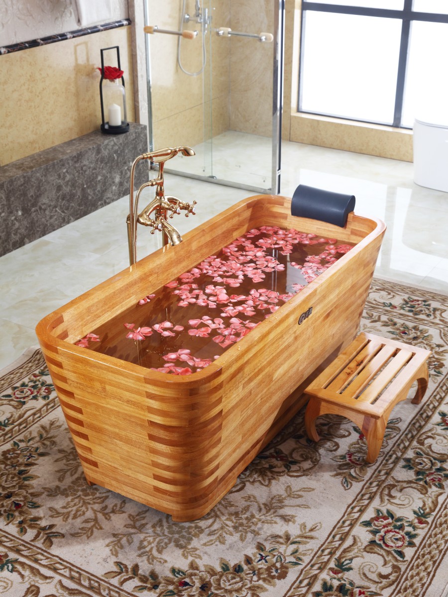 定制杉琦家用橡木泡澡木桶成人沐浴桶木质浴缸泡澡桶木澡盆