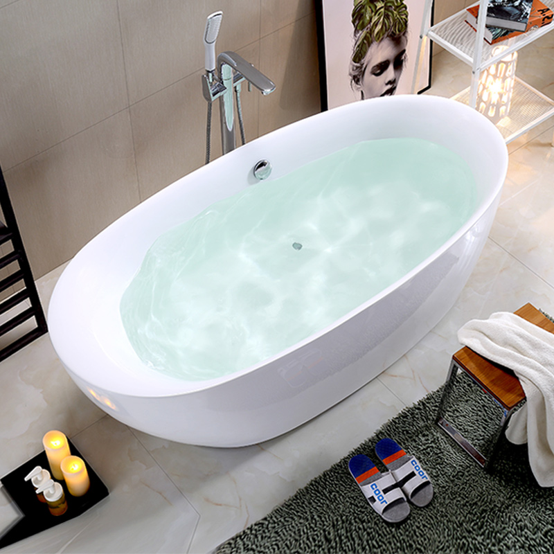 科泽独立式无缝椭圆形浴缸家用椭圆酒店移动式深泡澡浴缸网红浴盆