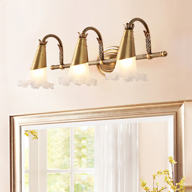 美式镜前灯全铜卫生间洗手洗脸盆欧式浴室镜柜专用法式复古灯具