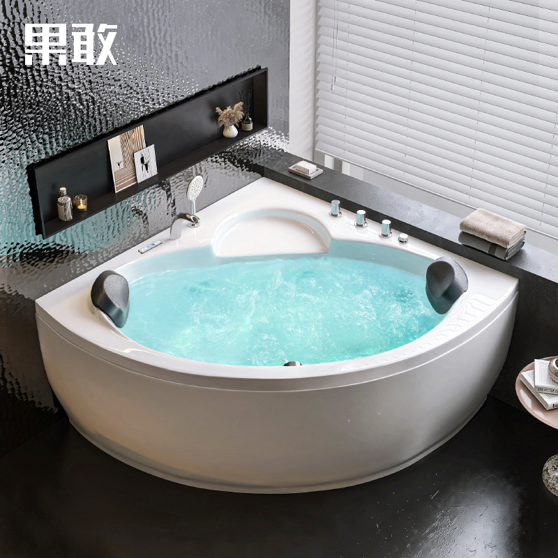 果敢三角扇形双人家用情侣大浴缸浴池1.2-1.5米恒温智能浴缸120