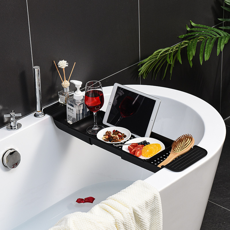 浴缸架多用途浴缸置物架 伸缩卫生间浴室木桶泡澡置物板