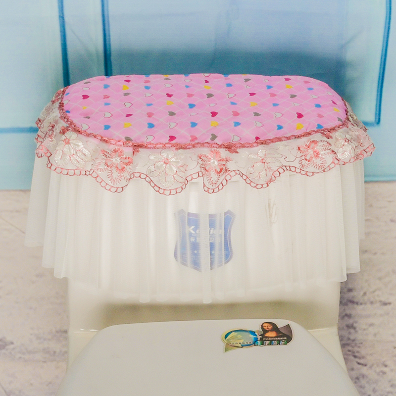 简约抽水蕾丝马桶罩可定制白色水箱盖布通用型粉色布艺防尘盖布