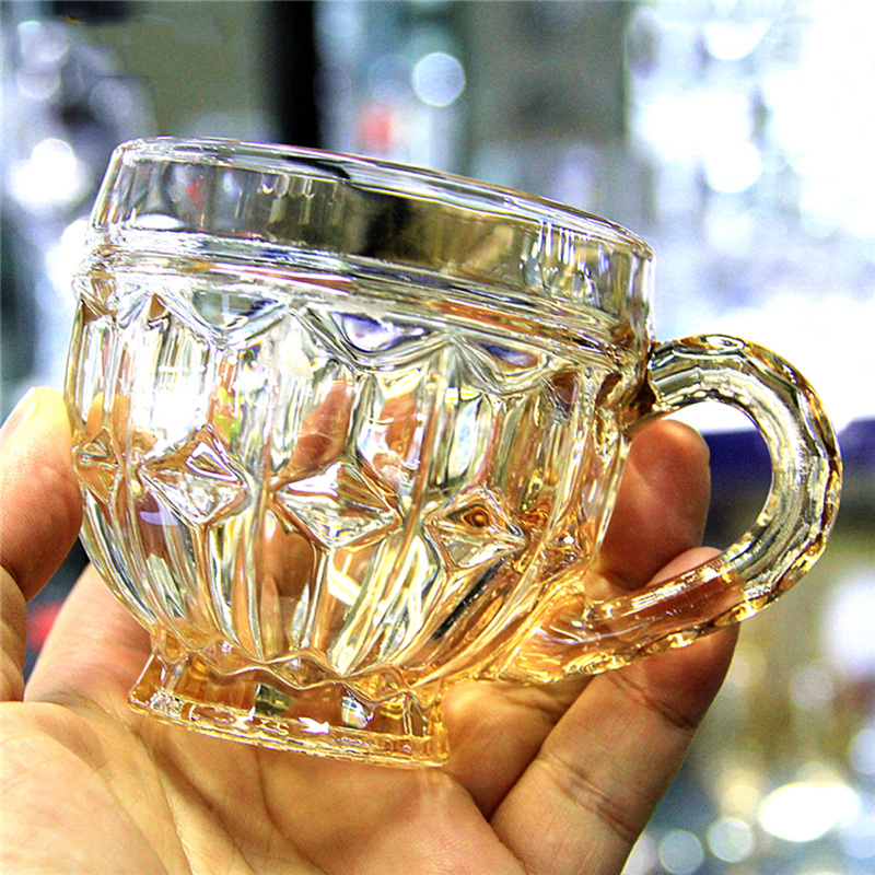 水晶小茶杯玉晶玻璃杯带把高档咖啡水杯家用耐高温杯子套装酒杯女