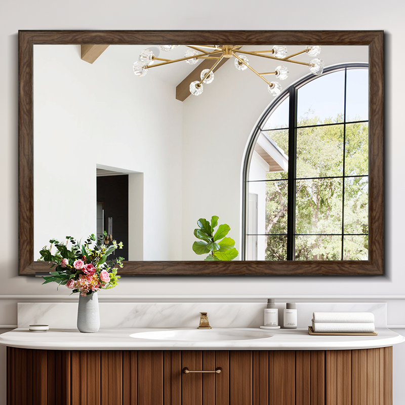 简美卫生间镜子贴墙卫浴镜家用厕所挂墙式镜子洗漱台洗手间浴室镜