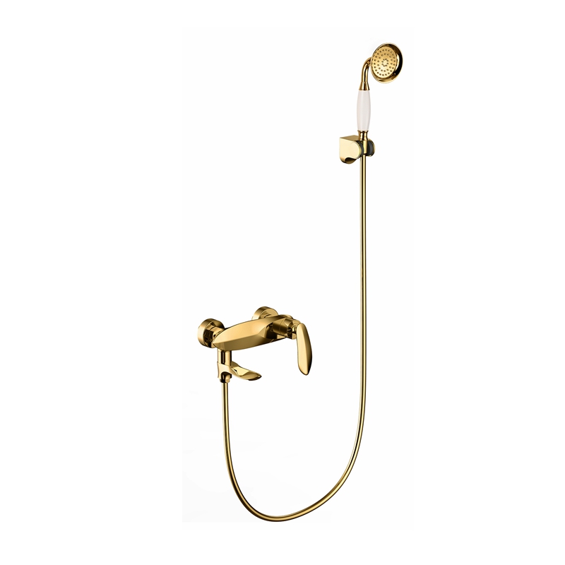 欧式浴室淋浴花洒套装卫生间浴缸龙头冷热水金色 黑+金 现代镀铬