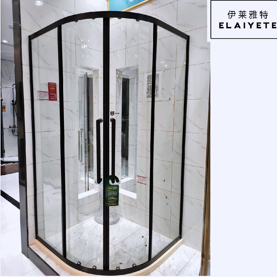 北京淋浴房圆弧型极窄不锈钢哑黑抗指纹移门推拉玻璃干湿分离隔断