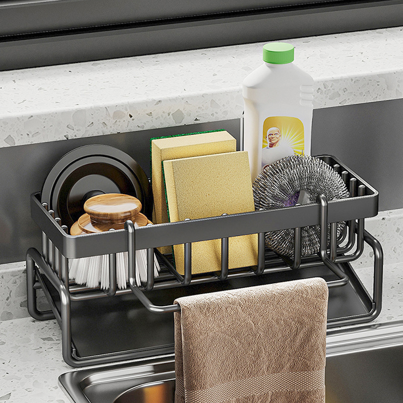 厨房置物架多功能抹布沥水架家用水槽海绵洗洁精洗碗台面收纳神器