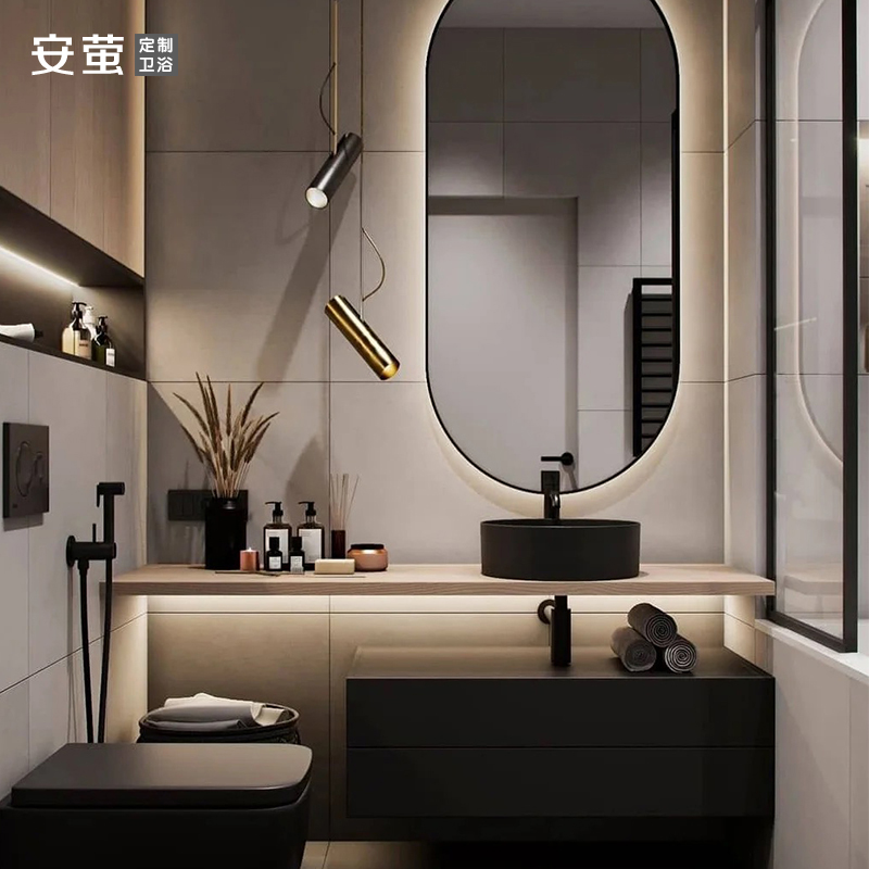 日式卫生间洗手脸盆红橡实木定制洗漱台现代简约台上盆浴室柜组合