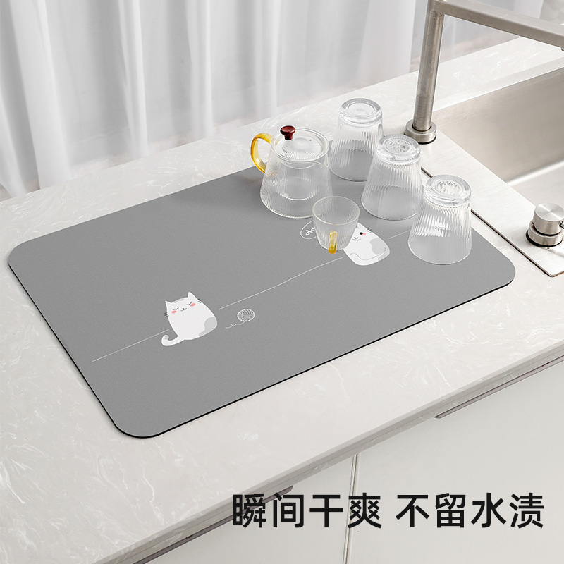 厨房硅藻土台面吸水垫干燥控水垫杯垫卫生间水池洗手台桌面沥水垫