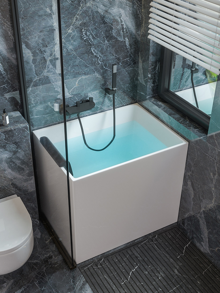 亚克力日式迷你深泡小户型浴缸家用方形网红坐式小浴缸0.8m-1.4米