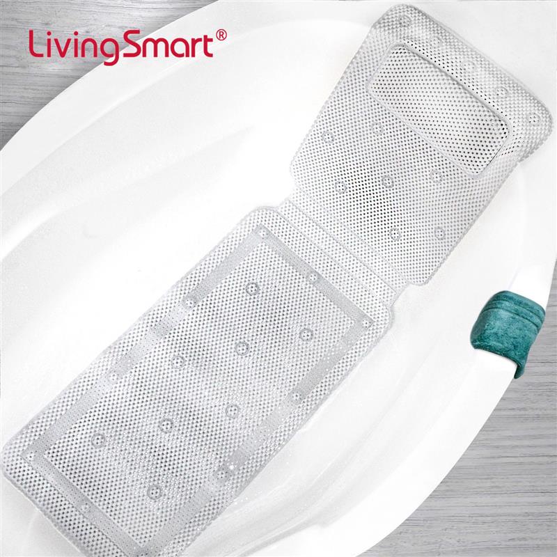 PVC发泡浴缸垫 通用缕空带枕头吸盘防滑浴缸垫泡澡靠枕