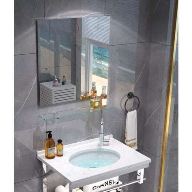 大理石洗手盆浴室柜组合挂墙式洗漱台小户型卫生间洗脸池面盆镜