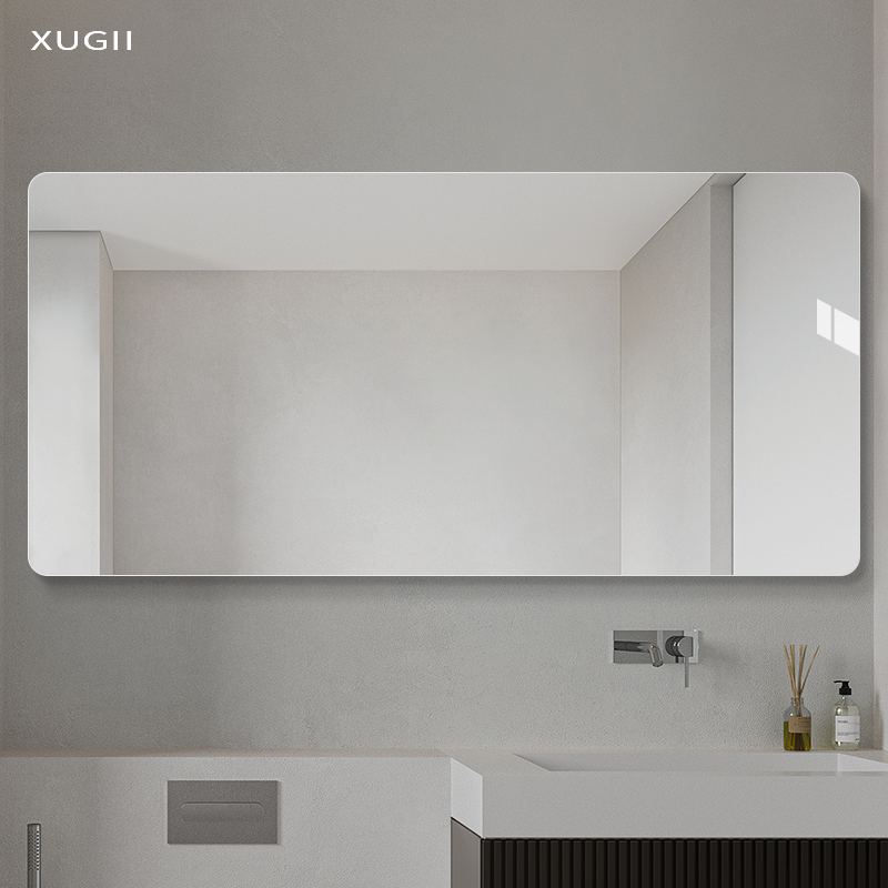 普通玻璃银镜卫浴洗手台浴室镜子卫生间挂墙式免打孔壁挂贴墙定制