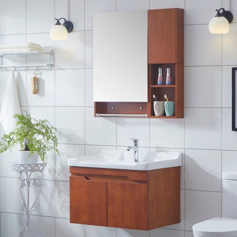 橡木实木浴室柜卫浴柜面盆洗手柜洗脸盆洗漱台组合卫生间现代简约