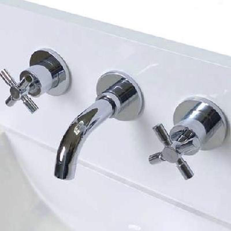 抽拉式水龙全铜冷热面暗装入墙体浴室柜头双把三孔水龙头伸缩盆分