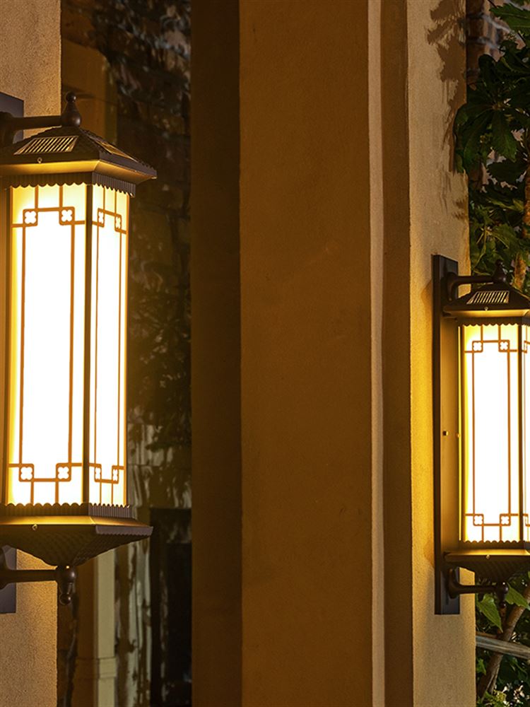 围墙灯阳台中式LED灯庭院别墅露台大门灯户外花园太阳能室外壁灯