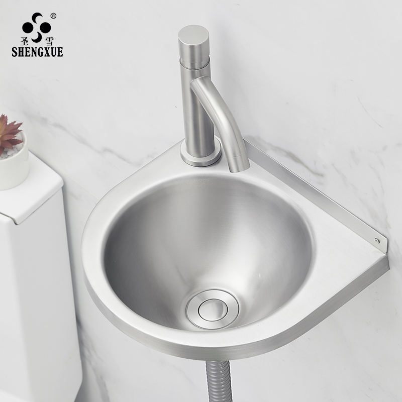 304不锈钢洗手盆小户型卫生间洗脸面盆家用挂墙式简易厕所洗手池
