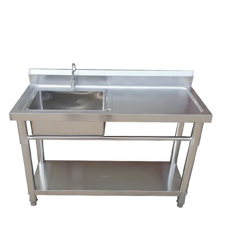 新品商用单槽斗带操作台不锈钢单眼水槽带平台洗菜盆洗碗池带支架