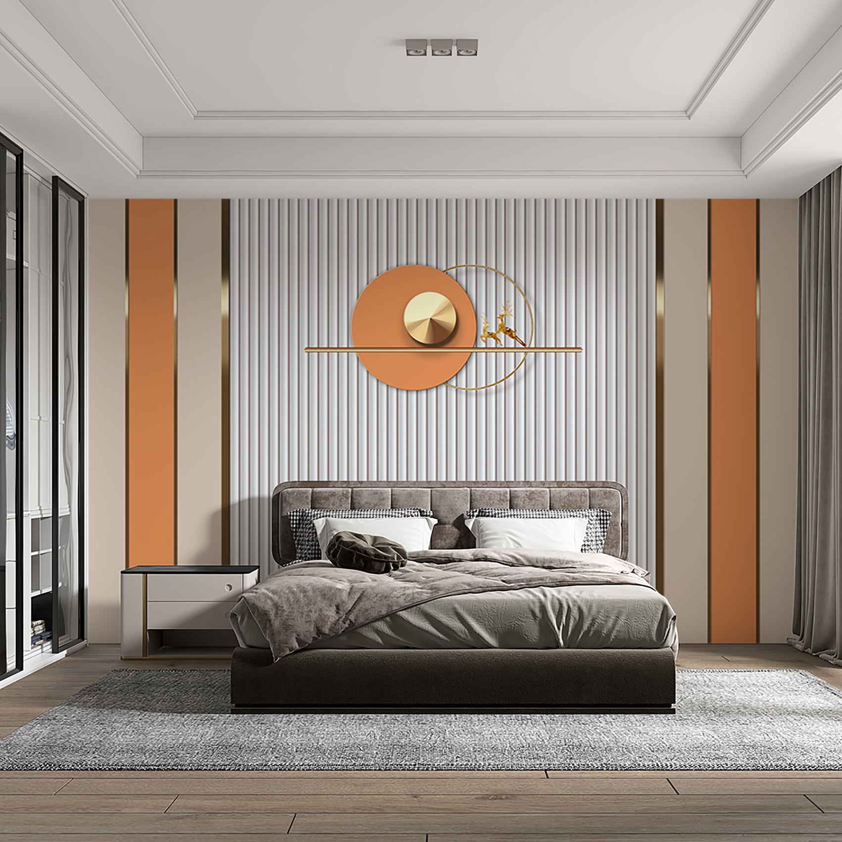 2022新款电视背景墙壁纸现代简约壁布客厅沙发卧室轻奢线条壁画