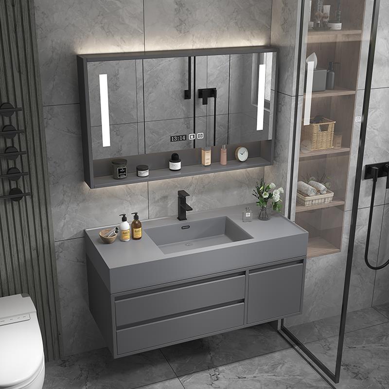 岩石浴室柜组合轻奢现代简约洗手洗脸盆卫生间洗漱台镜柜一体套装