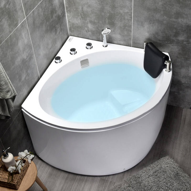 日式浴缸扇形泡家用亚克力超型转角三角小户11米浴缸08浴缸坐深