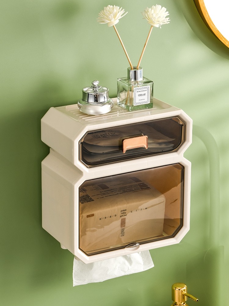 卷筒纸巾盒防水厕纸盒卫生间高档轻奢高级免打孔置物架不卡纸马桶
